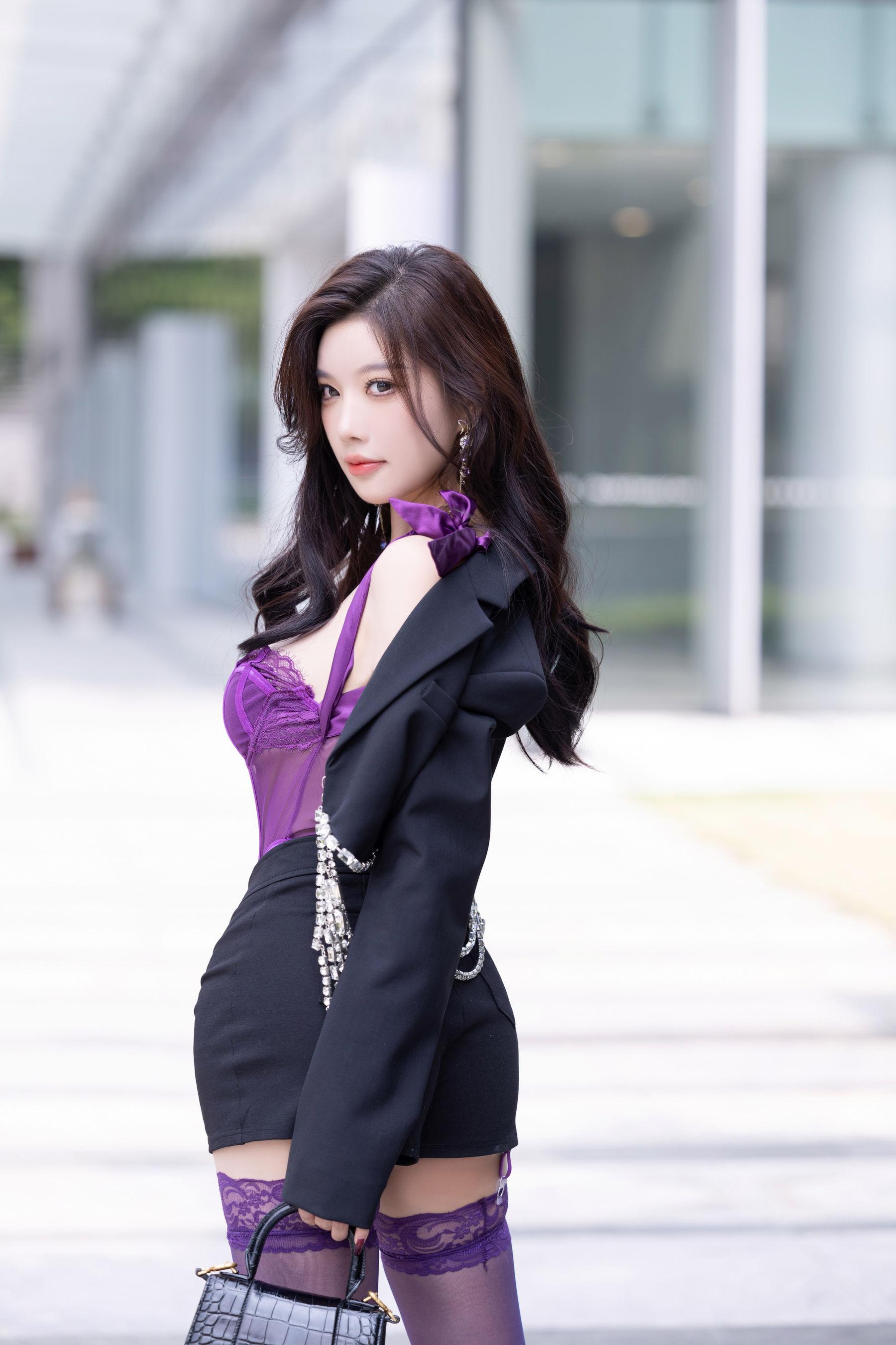 Paid Content Yang Chenchen seductive private shoot benefits purple sheer lingerie 101P 4