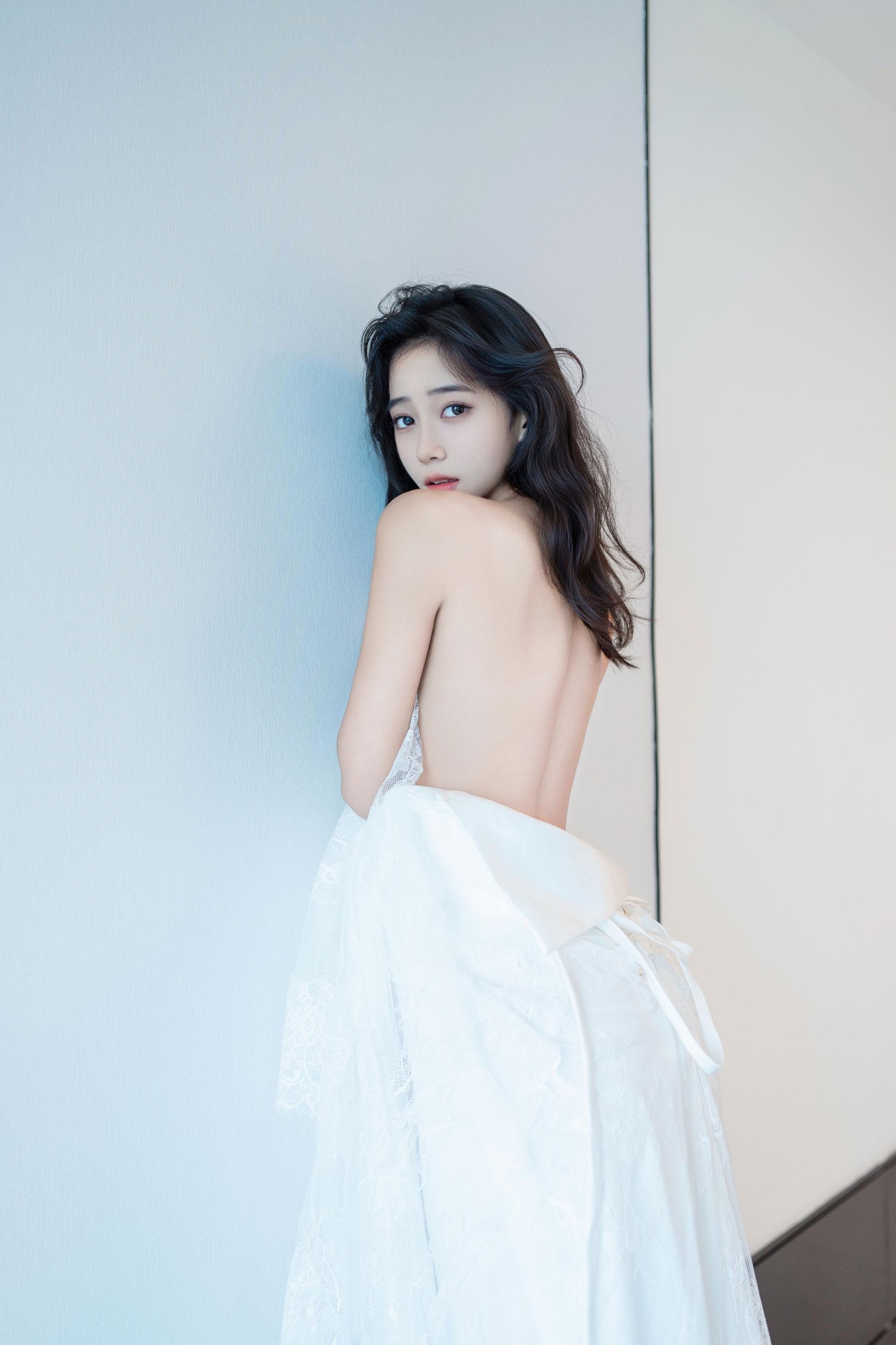 [Paid Content] Shi An'an Alluring Private Shoot Perks White Lace Long Dress 90P 6