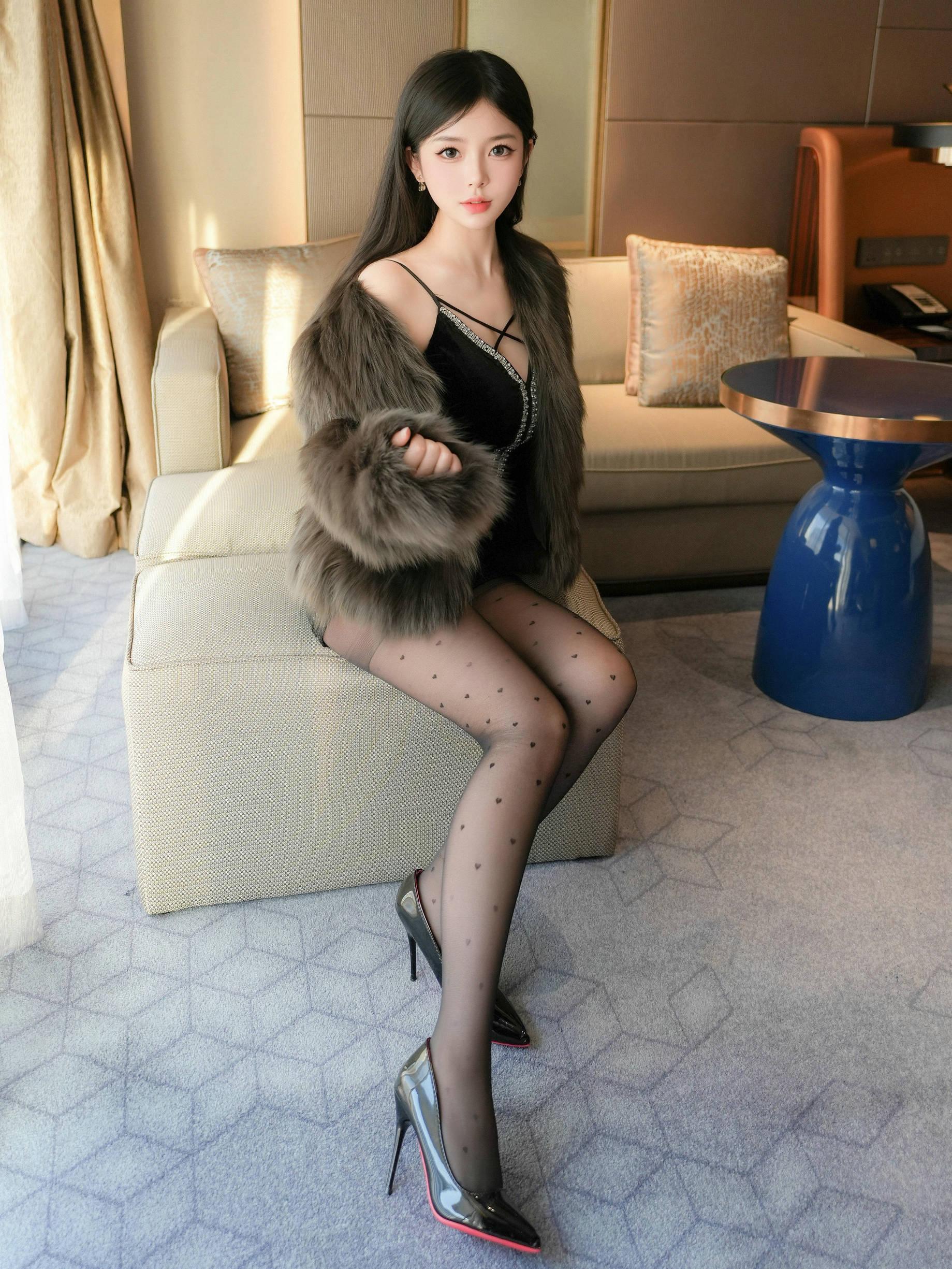 Paid Content You Jiang Tempting Private Photoshoot Benefits Black Stockings Lure 59P 8