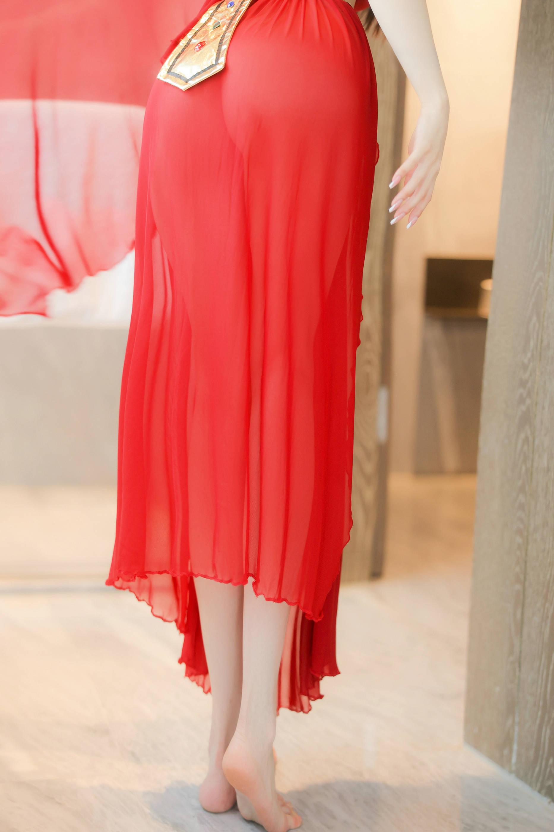 Paid Model | Elegant, Alluring Private Shoot Benefits | Red Dance Skirt 90P 7